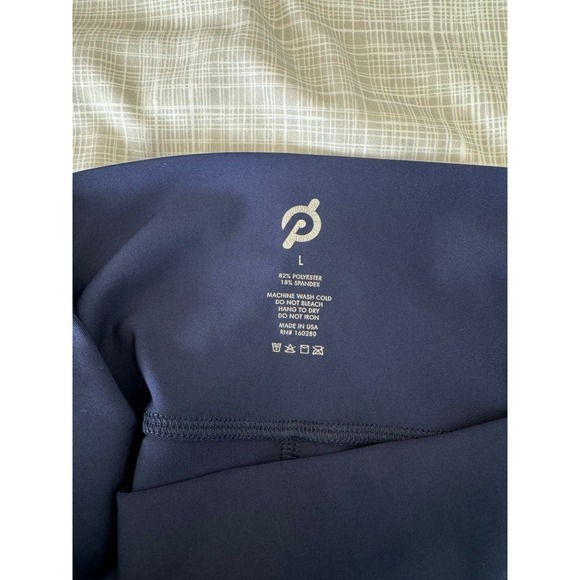 Peloton Blue And Yellow Workout Leggings Size L Compression High Waist A114 - Picture 8 of 8